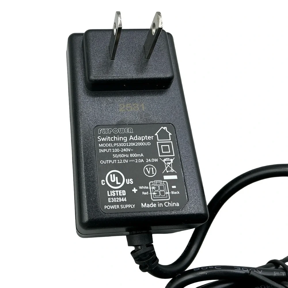 Flypower PS30D120K2000UD Switching Adapter 12V 2.0A 24W Power Supply 4-Pin Blue